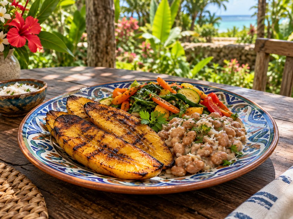 Grilled plantain and island vegetables