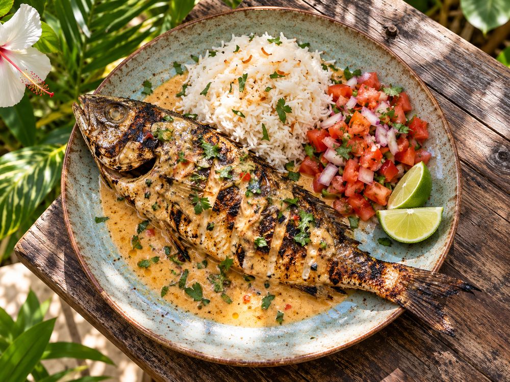 Samaki wa Kupaka with coconut rice
