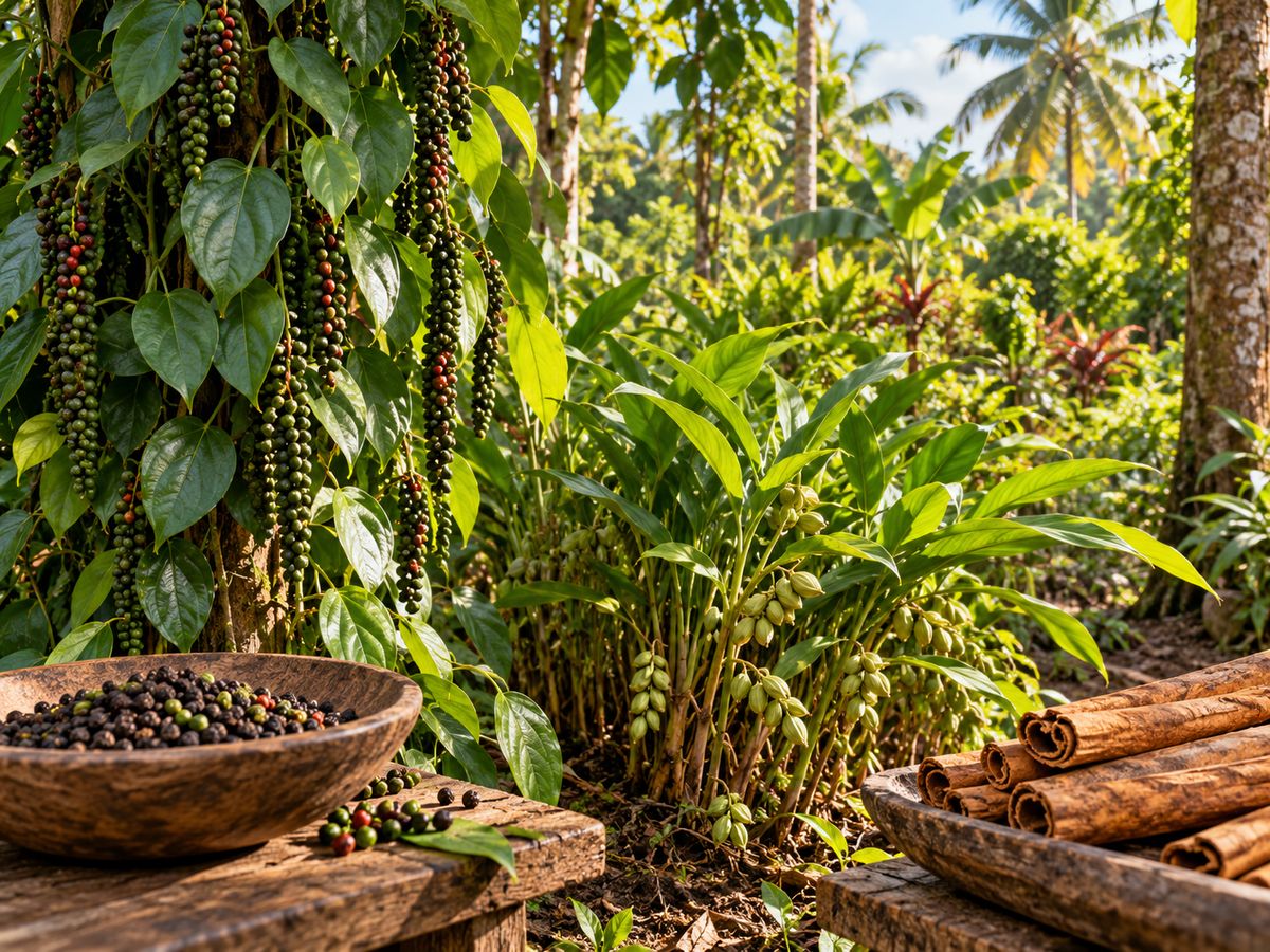 Spice plants growing at the farm